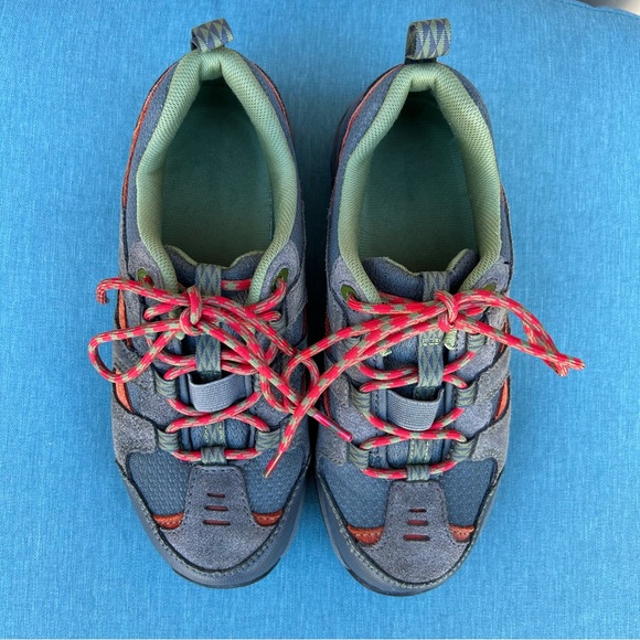 L.L. Bean Kids Trail Model Hiking Shoes - gray/orange/green - size 4 - Picture 3 of 11